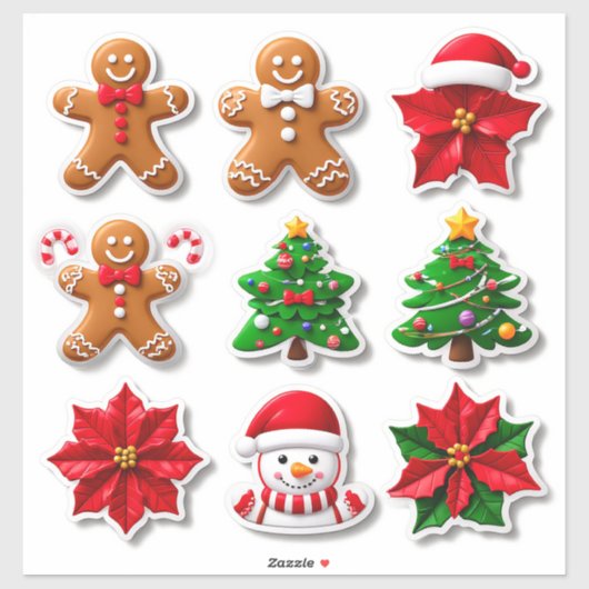 Sammlung festlicher Weihnachtsbilder Aufkleber (Blatt)