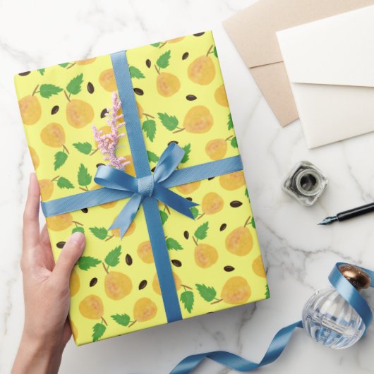 Sammlung Goldene Birnen Gelb Hell Geschenkpapier (Schenken)