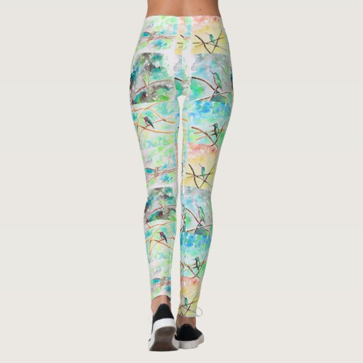 Sammlung Hummingbird Aquarellbilder Leggings (Rückseite)