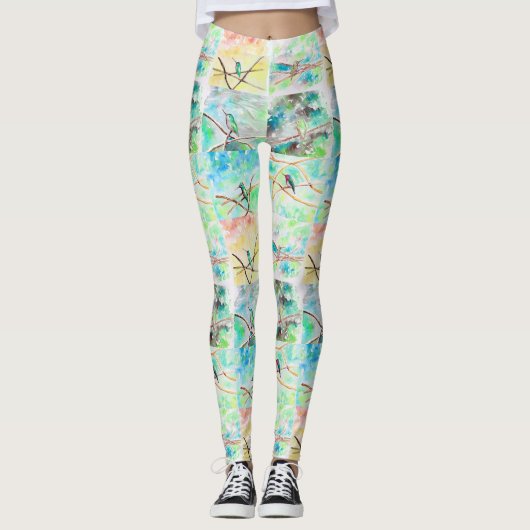 Sammlung Hummingbird Aquarellbilder Leggings (Vorderseite)