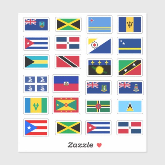 Sammlung karibischer Flaggen Aufkleber (Blatt)