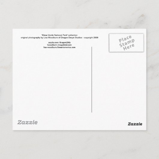 Sammlung "Mesa Verde National Park" Postkarte (Rückseite)