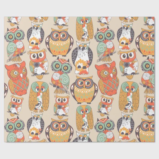 Sammlung | Moderne Auwl Illustrations Geschenkpapier (Flach)