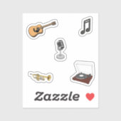 Sammlung Musikinstrumente Aufkleber (Blatt)