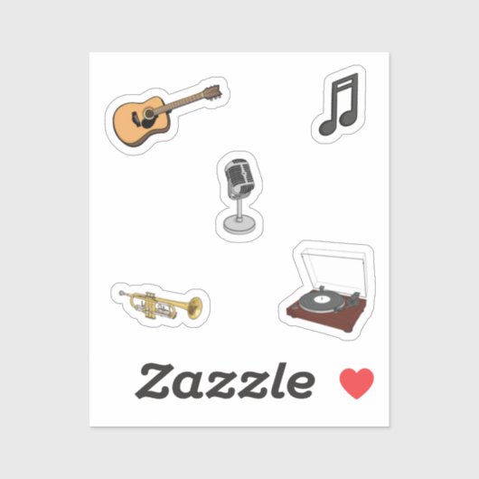 Sammlung Musikinstrumente Aufkleber (Blatt)