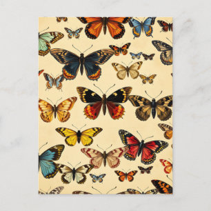 Sammlung Muster Vintage Schmetterlinge Postkarte