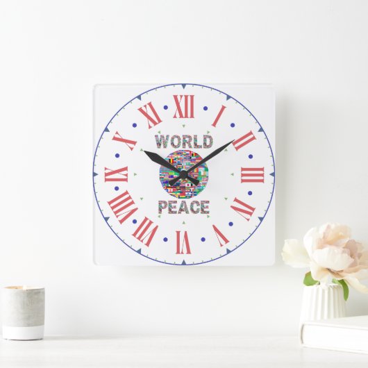 Sammlung römischer Zahlen zur Weltfriedensstiftung Quadratische Wanduhr (Zuhause)