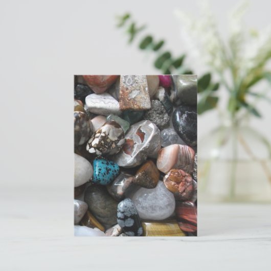 Sammlung schöner polierter Steine Postkarte (Stehend Vorderseite)
