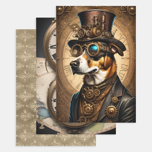 Sammlung Steampunk Animal - Dog Geschenkpapier Set