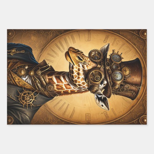 Sammlung Steampunk Animal - Giraffe Schnitt Geschenkpapier Set (Vorderseite)
