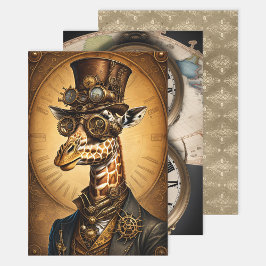 Sammlung Steampunk Animal - Giraffe Schnitt Geschenkpapier Set