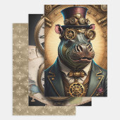 Sammlung Steampunk Animal - Hippotamus Geschenkpapier Set