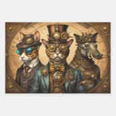Sammlung Steampunk Animal - Kitty Trio Geschenkpapier Set (Vorderseite)