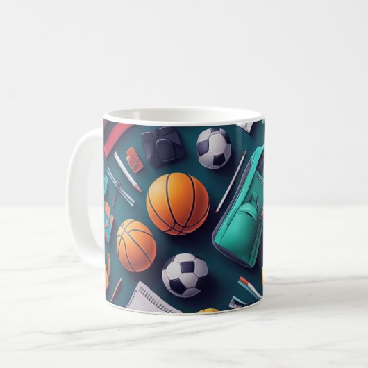 Sammlung verschiedener Sportgeräte Kaffeetasse (Vorderseite Links)