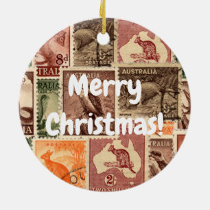 Sammlung vintage australischer Briefmarken Keramik Ornament