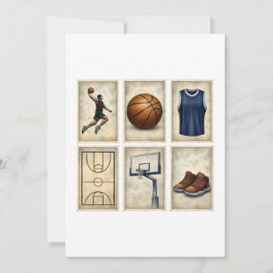 Sammlung vintage Basketball-Briefmarken Einladung