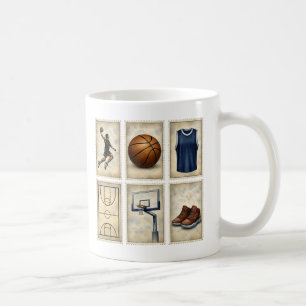 Sammlung Vintage-Basketball-Briefmarken Sport Kaffeetasse