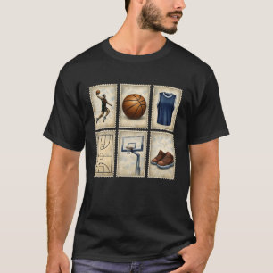 Sammlung vintage Basketball-Briefmarken T-Shirt