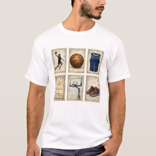 Sammlung vintage Basketball-Briefmarken T-Shirt