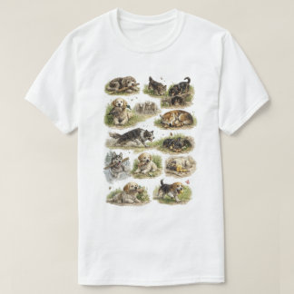Sammlung vintage handgezeichneter Hunde |  T-Shirt