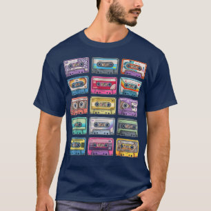 Sammlung Vintage-Kassetten 80er 90er Jahre Musik T-Shirt