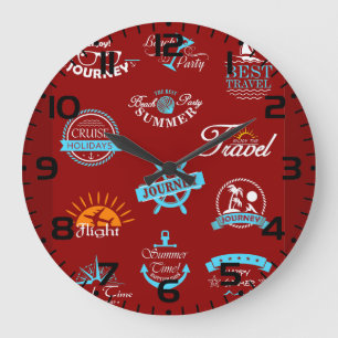 Sammlung vintage nautischer Reisebadges Große Wanduhr