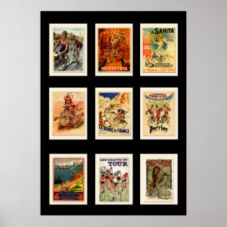 Sammlung Vintager Fahrradkarten 6 Poster
