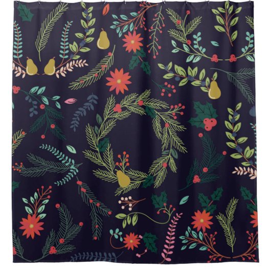 Sammlung Vintager Handzeichnungen Weihnachten H Duschvorhang (Vorderseite)