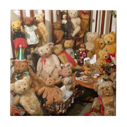 Sammlung Vintager Teddybären Fliese (Vorderseite)