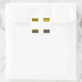 Sammlung von 4 Warnzeichen für Dihydrogenmonoxid Quadratischer Aufkleber