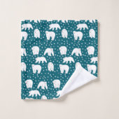 Sammlung von arktischen Tieren - Polarbären Badhandtuch Set (Waschlappen)