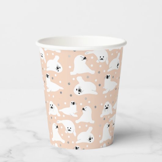 Sammlung von arktischen Tieren - Siegel Pappbecher (Rückseite)