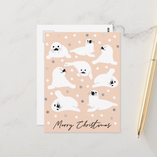 Sammlung von arktischen Tieren - Siegel Postkarte (Vorderseite/Rückseite Beispiel)