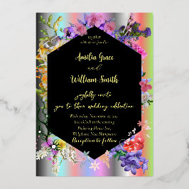 Sammlung von Blume mit farbenprächtigem Hintergrun Folieneinladung