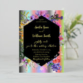 Sammlung von Blume mit farbenprächtigem Hintergrun Folieneinladung (Stehend vorne)