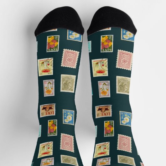 Sammlung von Briefmarke auf Farngrün Socken (Oben)