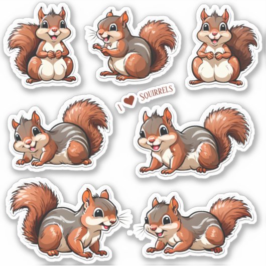 Sammlung von Eichhörnchen Stickers Aufkleber (Vorderseite)