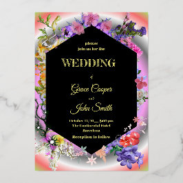 Sammlung von farbenfrohen Blumenmotiven/geometrisc Folieneinladung