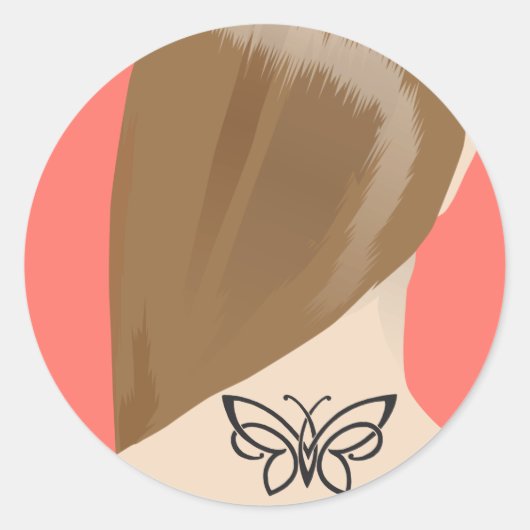 Sammlung von Frauen Neck Tattoo Art Print, Nr. 2/1 Runder Aufkleber (Vorderseite)