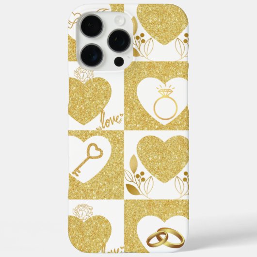 Sammlung von goldenen Lieben- und Hochzeitssymbole Case-Mate iPhone Hülle (Rückseite)