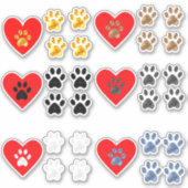 Sammlung von Herz und Pfoten Aufkleber (Vorderseite)