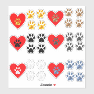 Sammlung von Herzen & Pfoten Aufkleber