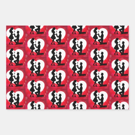 Sammlung von Herzvorschlägen Silhouette Geschenkpapier Set (Vorderseite)