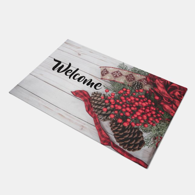 Sammlung von Kiefern und Holly Fußmatte (Schrägansicht)