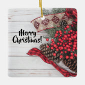 Sammlung von Kiefern und Holly Keramikornament (Vorderseite)