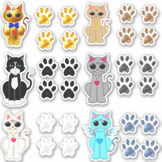 Sammlung von Kitty Cats & Paws Aufkleber (Vorderseite)