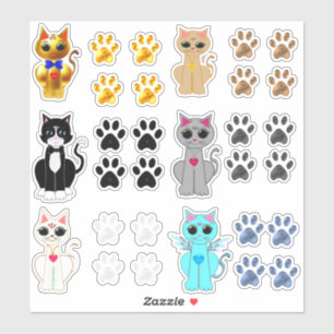 Sammlung von Kitty Katzen & Pfoten Aufkleber