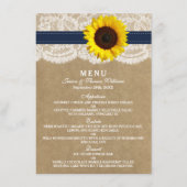 Sammlung von Kraft, Spitzen und Sonnenblumen - Mar Menükarte (Vorderseite)