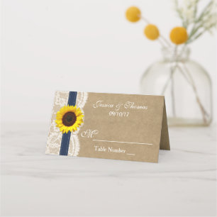 Sammlung von Kraft, Spitzen und Sonnenblumen - Mar Platzkarte
