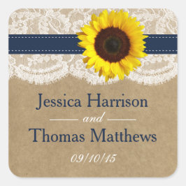 Sammlung von Kraft, Spitzen und Sonnenblumen - Mar Quadratischer Aufkleber